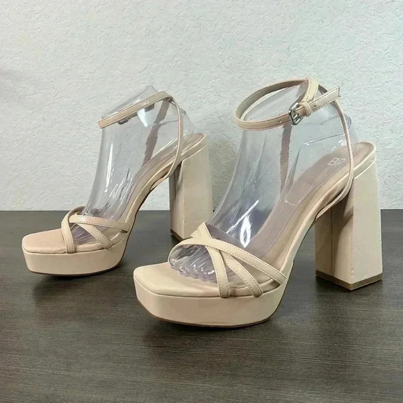 Bp Jaymes Cream Block Heel Platform Sandals Size 11M - Picture 1 of 14